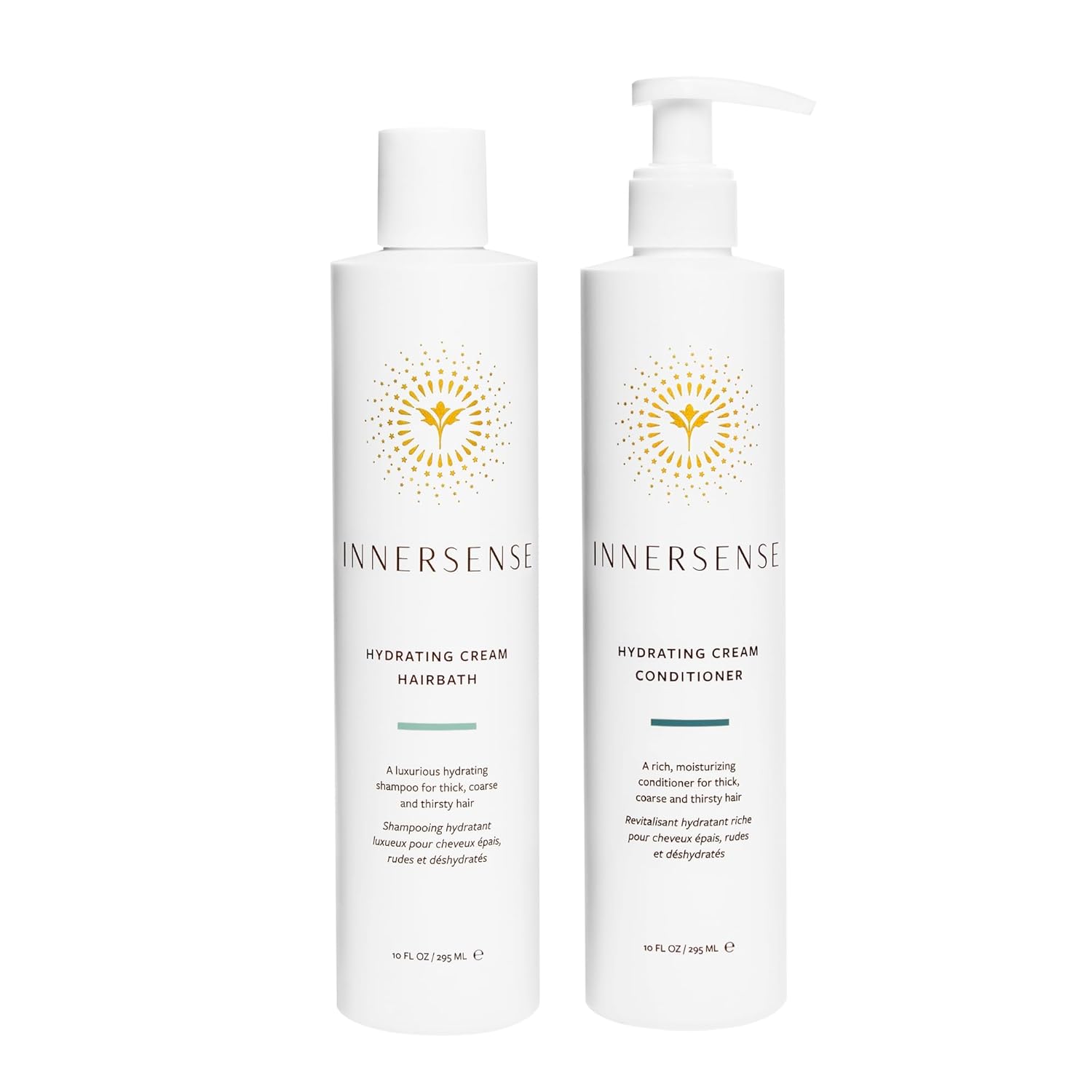 INNERSENSE Organic Beauty - Natural Hydrating Hairbath Shampoo + Cream Conditioner Duo | Non-Toxic, Cruelty-Free, Clean Haircare (10 fl oz each)