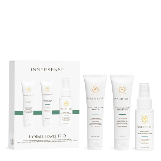 Innersense Organic Beauty - Hydrating Travel Hair Trio | Non-Toxic, Cruelty-Free, Clean Haircare (Hydrating Cream Hairbath + Conditioner, Sweet Spirit Leave-In Conditioner) PACKAGING MAY VARY