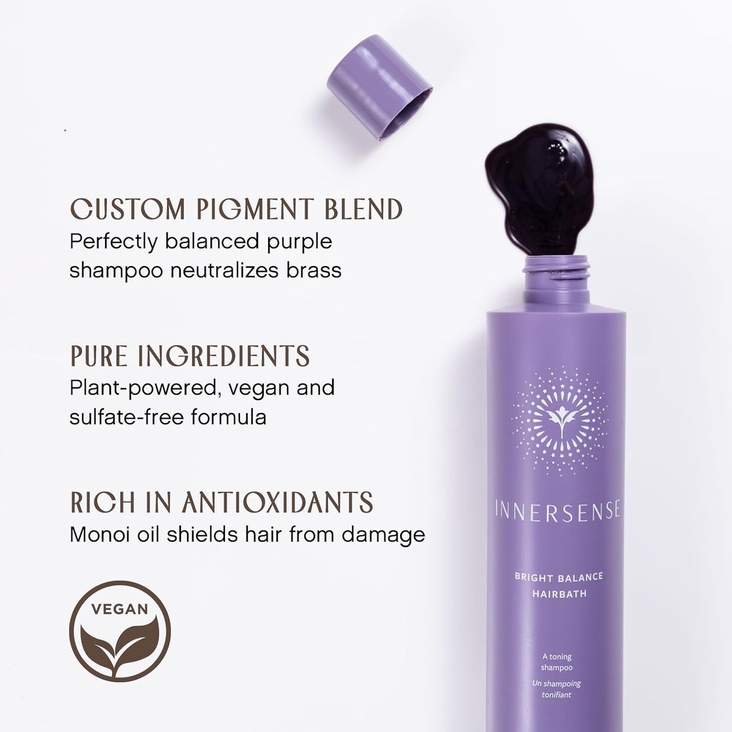 INNERSENSE Organic Beauty - Natural Bright Balance Purple Toning Hairbath | Non-Toxic, Cruelty-Free Haircare (10 fl oz | 295 ml)