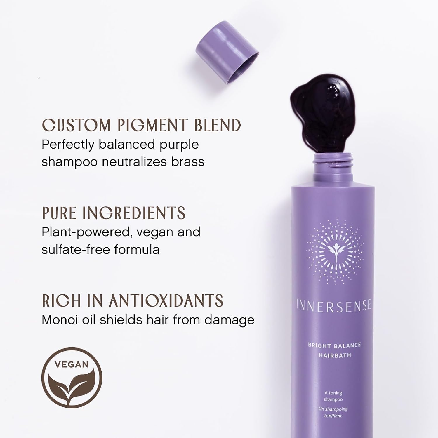 INNERSENSE Organic Beauty - Natural Bright Balance Purple Toning Hairbath | Non-Toxic, Cruelty-Free Haircare (10 fl oz | 295 ml)