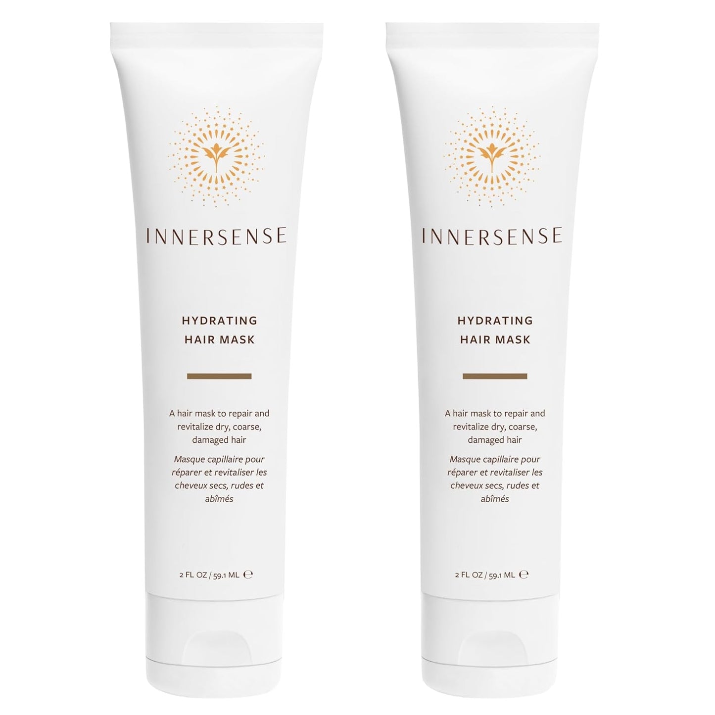 INNERSENSE Organic Beauty - Natural Hydrating Hair Mask | Deep Hydration, Nourishing, Strengthening | Non-Toxic, Cruelty-Free, Clean Haircare (2 Pack - 2 fl oz | 59.1 mL each)