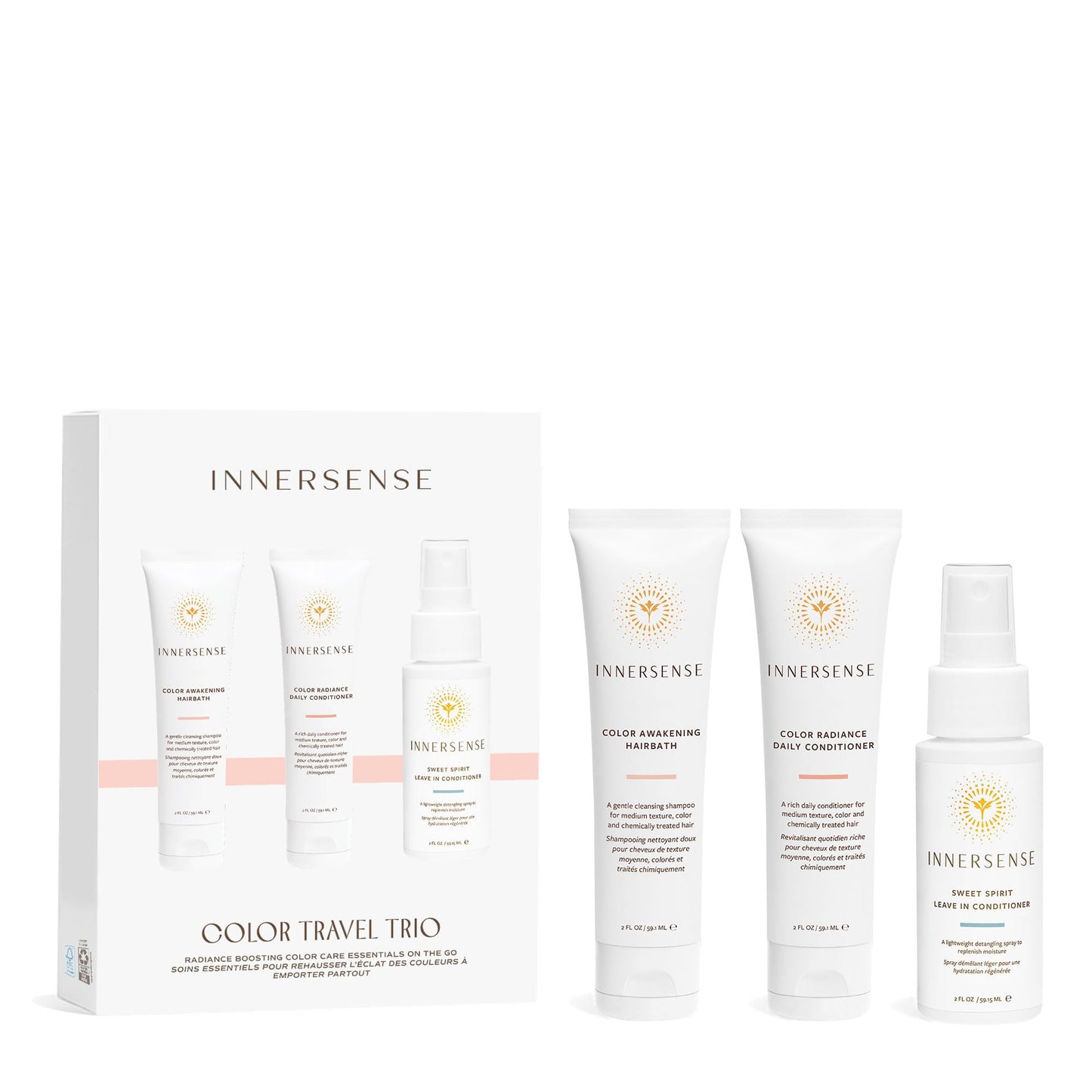 Innersense Organic Beauty - Hydrating Travel Hair Trio | Non-Toxic, Cruelty-Free, Clean Haircare (Hydrating Cream Hairbath + Conditioner, Sweet Spirit Leave-In Conditioner) PACKAGING MAY VARY